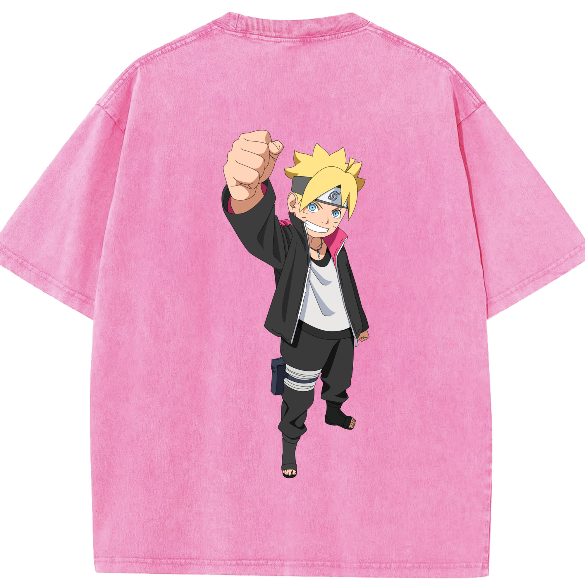 （画像用） NARUTO -ナルト- うずまき ボルト Uzumaki Boruto 綿100% ヴィンテージ風 半袖Tシャツ（背面プリント）